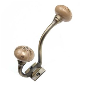 Lundager Dobbelt Knage Med Porcel�ns Knop, Brun