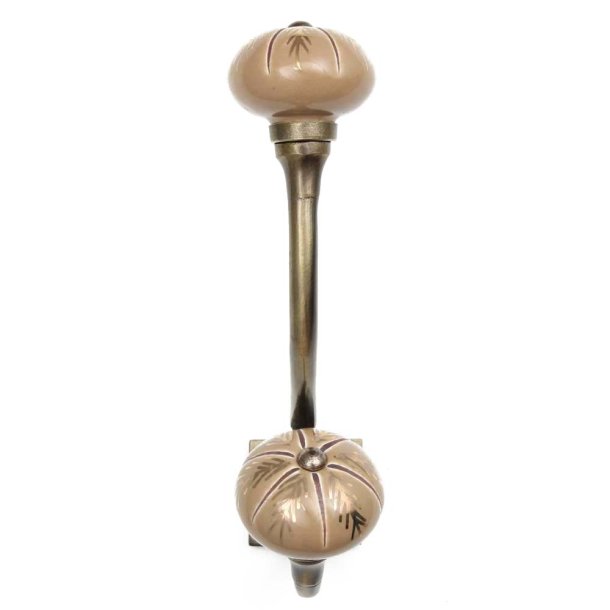 Lundager Dobbelt Knage Med Porcel�ns Knop, Brun