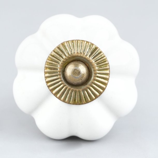 Lundager Keramik Knop Hvid, Antique Rosette, 4 cm