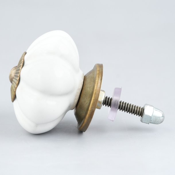 Lundager Keramik Knop Hvid, Antique Rosette, 4 cm