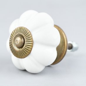 Lundager Keramik Knop Hvid, Antique Rosette, 4 cm