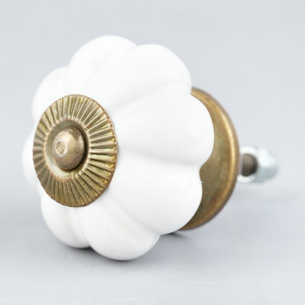 Lundager Keramik Knop Hvid, Antique Rosette, 4 cm