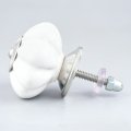 Lundager Keramik Knop Hvid, S�lv Rosette, 4 cm