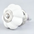 Lundager Keramik Knop Hvid, S�lv Rosette, 4 cm