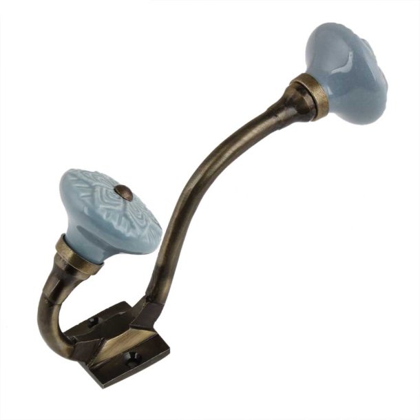 Lundager Dobbelt Knage Med Porcel�ns Knop, Gr�