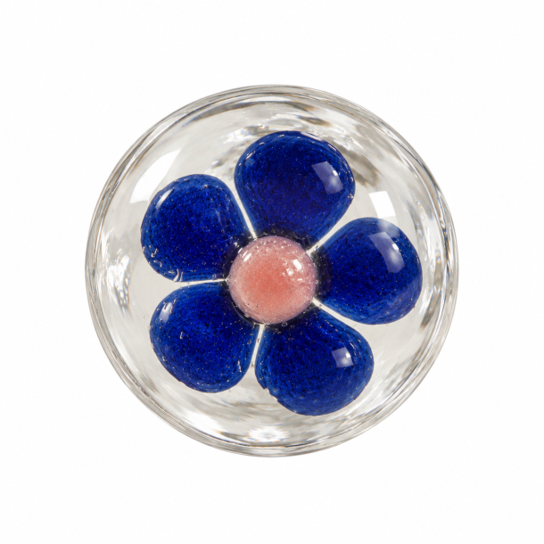 Lundager Glas Knop, Bl� Blomst