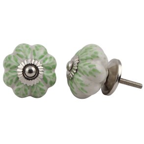 La Finesse Hvid Knop Med Lysegr�n Bladranker 