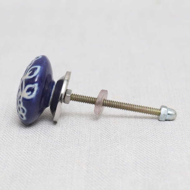 La Finesse Flad Bl� Knop Med Hvidt M�nster 