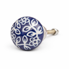 Lundager Flad Bl� Knop Med Hvidt M�nster 