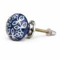 Lundager Flad Bl� Knop Med Hvidt M�nster 