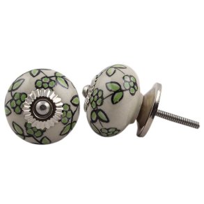 La Finesse Hvid Knop Med �rtegr�n M�nster