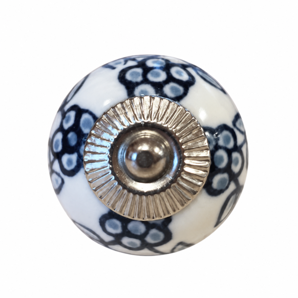 Lundager Hvid Knop Med Gr� M�nster 3,8 cm