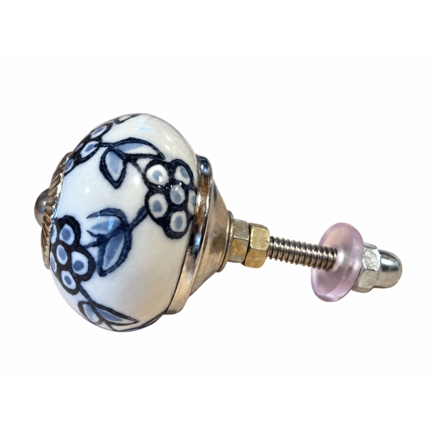 Lundager Hvid Knop Med Gr� M�nster 3,8 cm