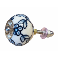 Lundager Hvid Knop Med Gr� M�nster 3,8 cm