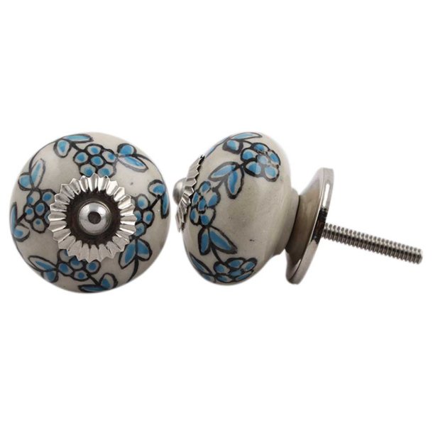 La Finesse Hvid Knop Med Skiferbl� M�nster