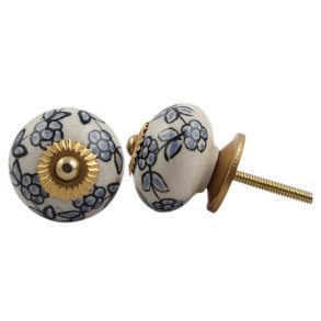 La Finesse Hvid Knop Med Turkis M�nster