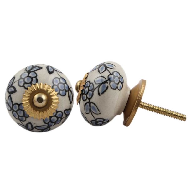 La Finesse Hvid Knop Med Turkis M�nster