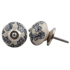 La Finesse Hvid Knop Med Turkis M�nster