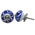 Lundager Hvid Knop Med Marinebl� M�nster