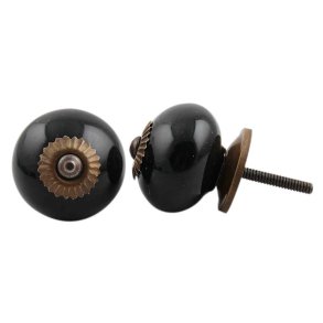  Lundager Sort Keramik Knop, Antique Rosette