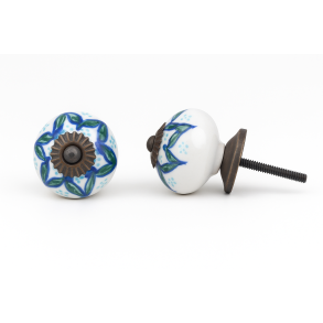  La Finesse Hvid Knop Med Sort Bl� M�nster