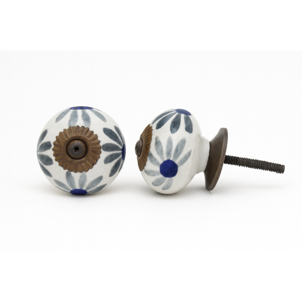 La Finesse Greb, Bl� Og Gr� Blomster, S�lv Rosette