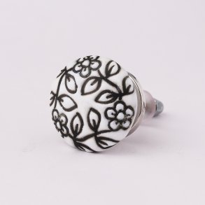 La Finesse Flad Hvid Knop Med Sort M�nster 