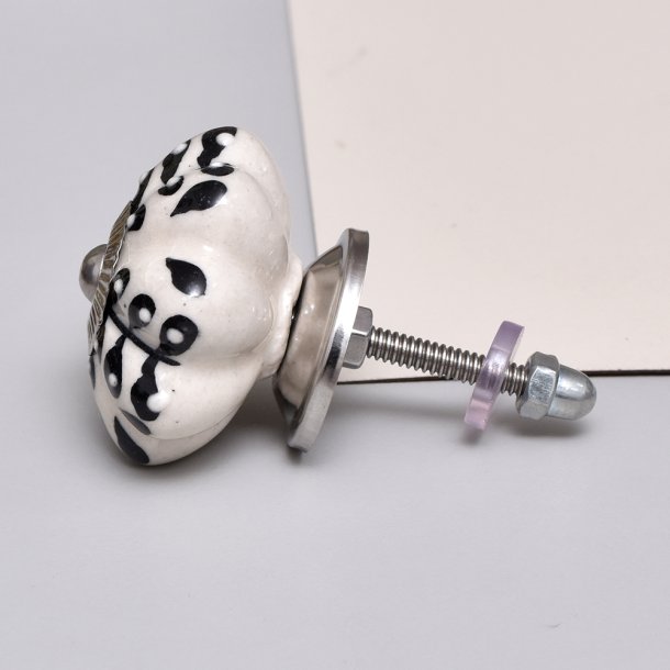 La Finesse Hvid Knop Med Sort M�nster