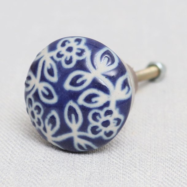 La Finesse Flad Bl� Knop Med Hvidt M�nster 