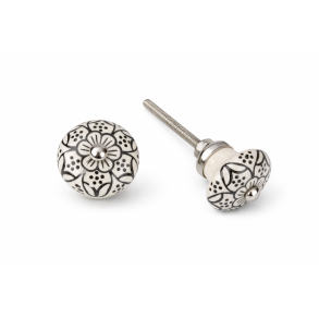 La Finesse Knop Porcel�n M�nster, Sort/hvid