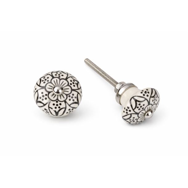 La Finesse Knop Porcel�n M�nster, Sort/hvid