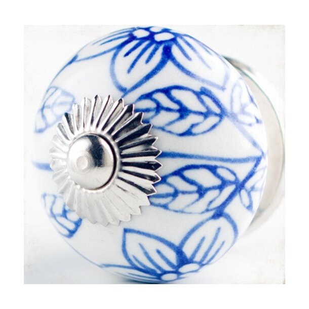 La Finesse Hvid Knop, Bl� Blomster Og Blade