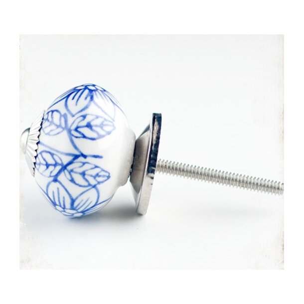 La Finesse Hvid Knop, Bl� Blomster Og Blade