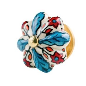 La Finesse Hvid Knop, Med Blt Blad Og Rde Blomster