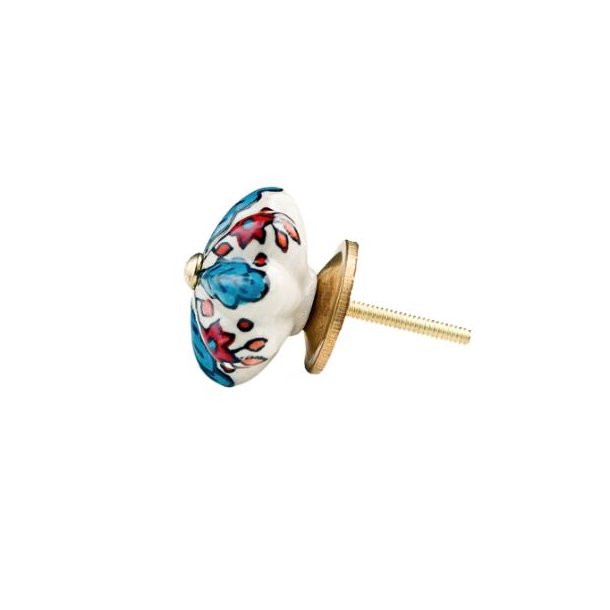 La Finesse Hvid Knop, Med Blt Blad Og Rde Blomster