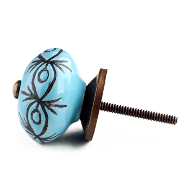 La Finesse Bl� Keramik Knop, Brunt M�nster