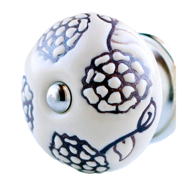  La Finesse creme Knop, Store Brune Blomster