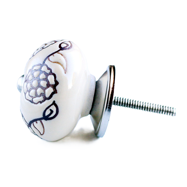  La Finesse creme Knop, Store Brune Blomster