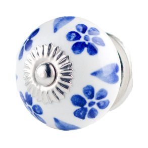 La Finesse Hvid Knop, Bl Blomster Og Hjerter