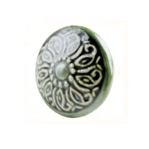 La Finesse Grn Porcelnsknop Med Blomst