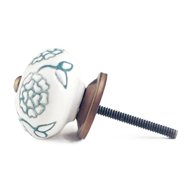 La Finesse Hvid Knop, Store Grnne Blomster