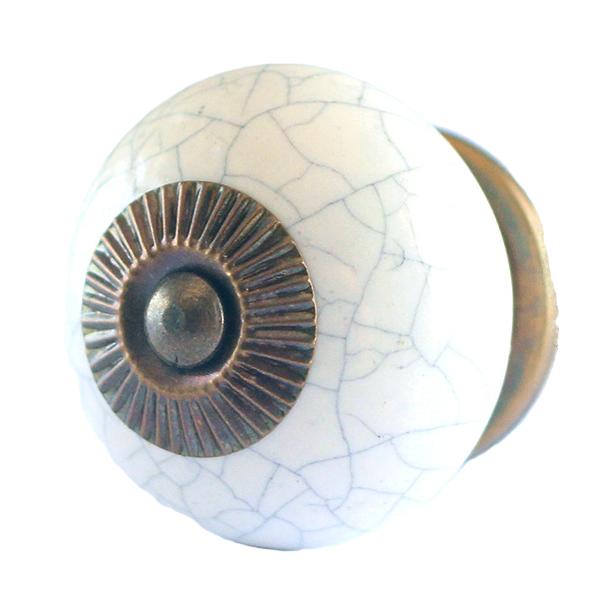  La Finesse Keramik Knop, Creme Hvid Krakkeleret