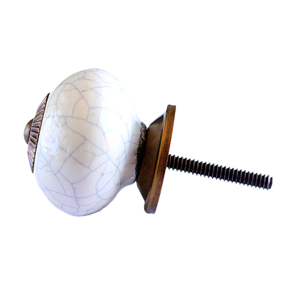  La Finesse Keramik Knop, Creme Hvid Krakkeleret