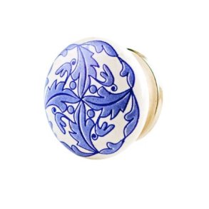 La Finesse Hvid knop Med Bl� Bladm�nster