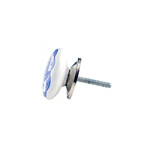 La Finesse Hvid knop Med Bl� Bladm�nster