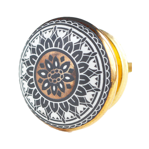 La Finesse Guldfarvet Keramik Knop, Gr� M�nster