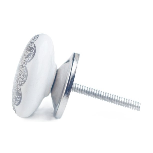 La Finesse Knop Porcel�n Filigran, Gr�/Hvid