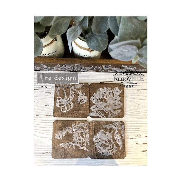 Vintage Paint Decor Clear, Cling Stamps Linear Floral