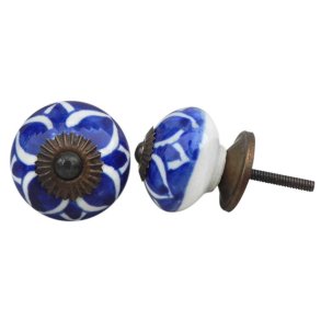 Lundager Hvid Knop Med Marinebl� M�nster