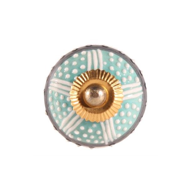 La Finesse Hvid Knop Med Flerfarvet M�nster